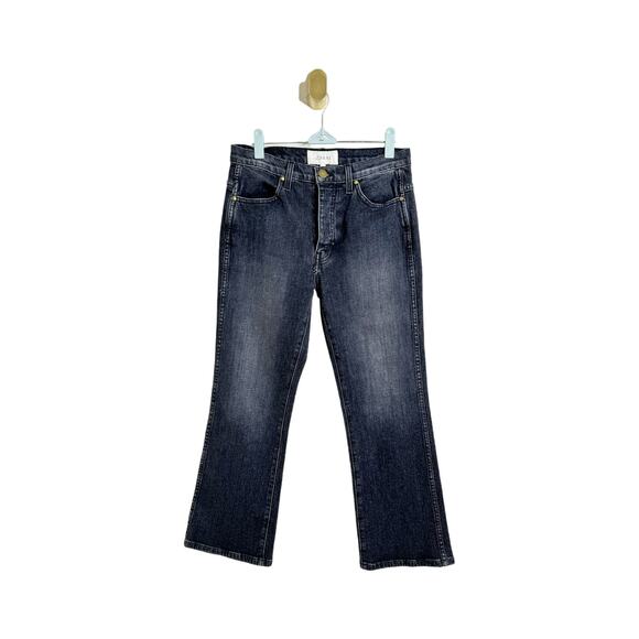 THE GREAT. The Nerd Black Button Fly Flare Crop Denim Jeans US 27 - Picture 2 of 9